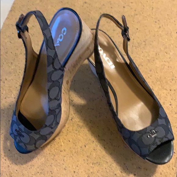 Coach open toe, cork bottom shoes - Picture 4 of 5